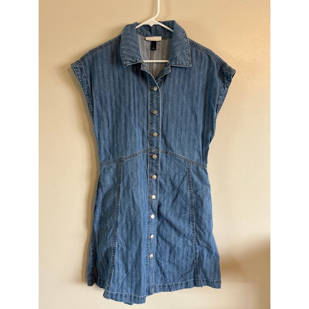 Universal Thread Denim Dress Small Button Front Chambray Collared Mini
